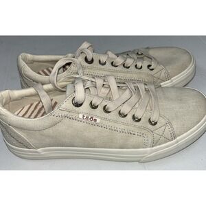 Taos Plim Soul Womens Size 9 Shoes Heather Oatmeal Canvas Comfort Casual Sneaker